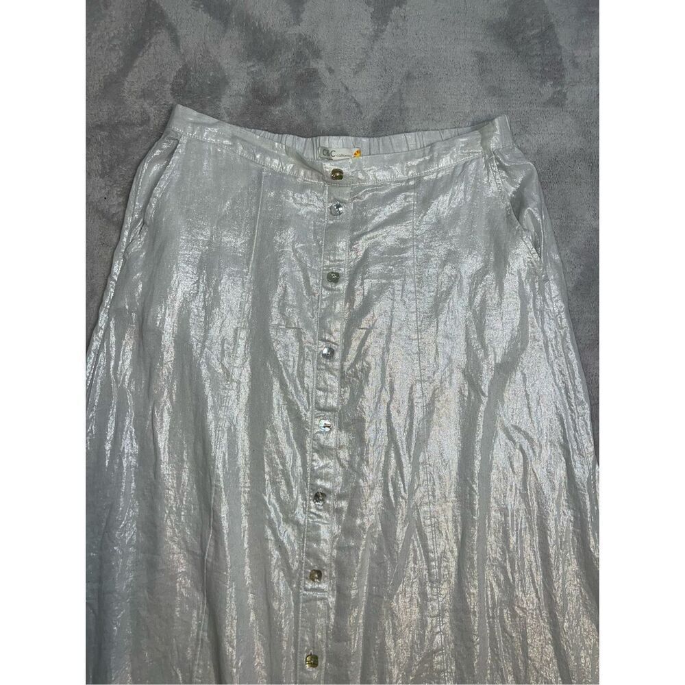 New! Shimmery Sparkly Silver Metallic Skirt MAXI LARGE - Picture 4 of 8